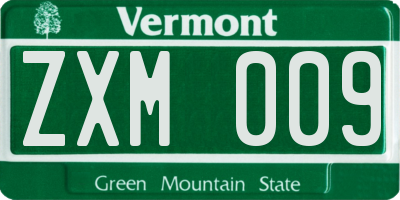 VT license plate ZXM009