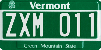 VT license plate ZXM011
