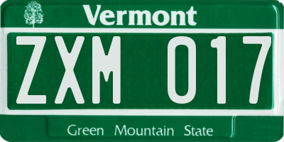VT license plate ZXM017