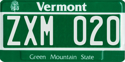 VT license plate ZXM020