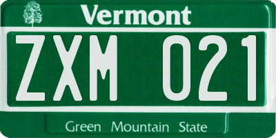 VT license plate ZXM021