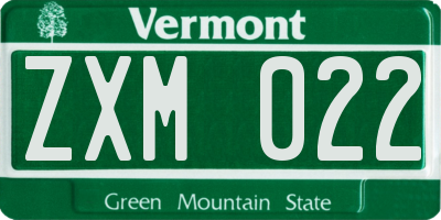 VT license plate ZXM022