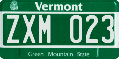 VT license plate ZXM023