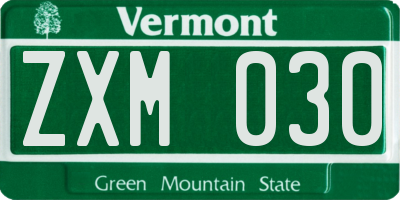 VT license plate ZXM030