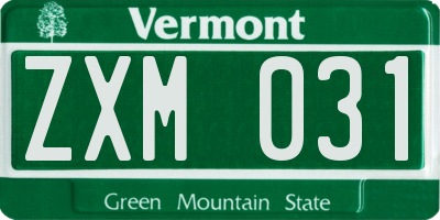 VT license plate ZXM031