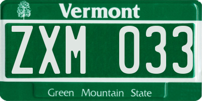 VT license plate ZXM033