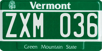 VT license plate ZXM036