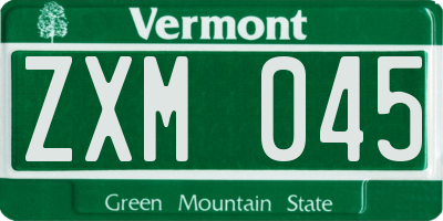 VT license plate ZXM045
