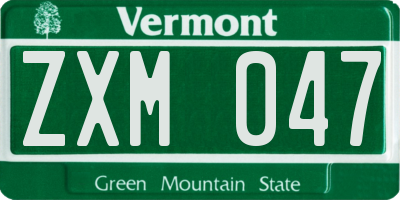 VT license plate ZXM047