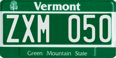 VT license plate ZXM050