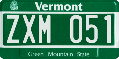 VT license plate ZXM051