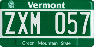 VT license plate ZXM057