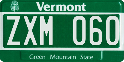 VT license plate ZXM060