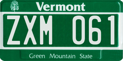 VT license plate ZXM061