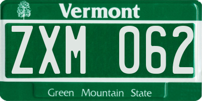 VT license plate ZXM062
