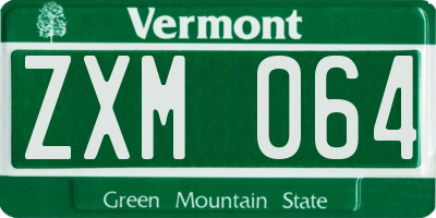 VT license plate ZXM064