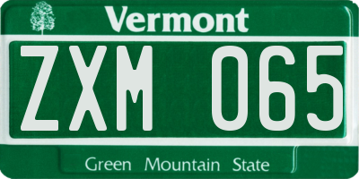 VT license plate ZXM065