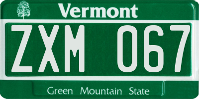 VT license plate ZXM067