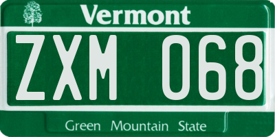 VT license plate ZXM068