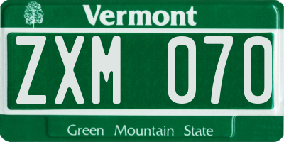 VT license plate ZXM070