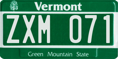 VT license plate ZXM071