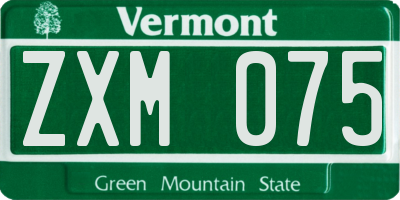VT license plate ZXM075