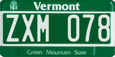 VT license plate ZXM078