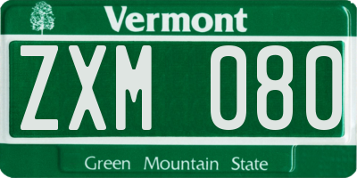 VT license plate ZXM080