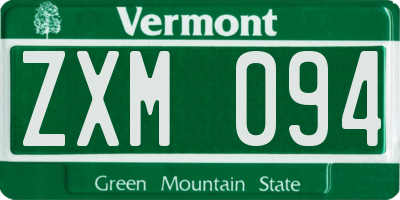 VT license plate ZXM094
