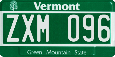 VT license plate ZXM096