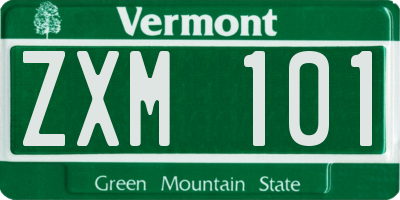 VT license plate ZXM101