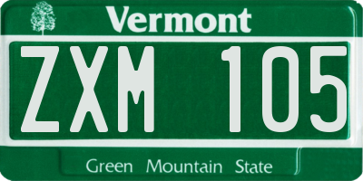 VT license plate ZXM105