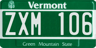 VT license plate ZXM106