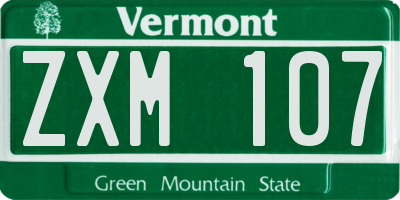 VT license plate ZXM107