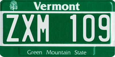 VT license plate ZXM109