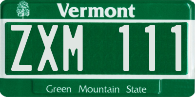 VT license plate ZXM111