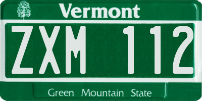VT license plate ZXM112