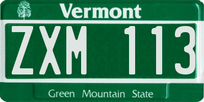 VT license plate ZXM113
