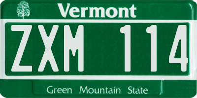 VT license plate ZXM114