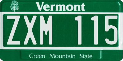 VT license plate ZXM115