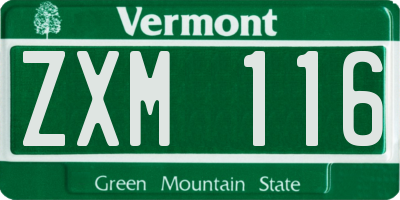 VT license plate ZXM116