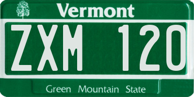 VT license plate ZXM120