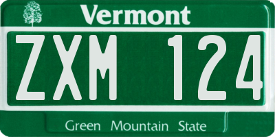 VT license plate ZXM124