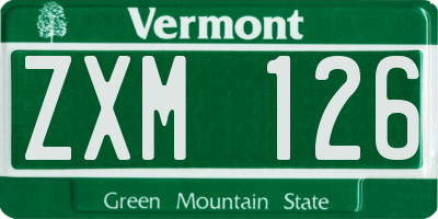 VT license plate ZXM126