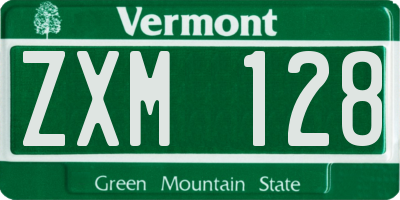 VT license plate ZXM128