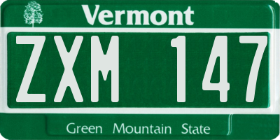VT license plate ZXM147
