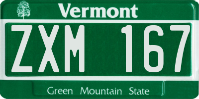 VT license plate ZXM167