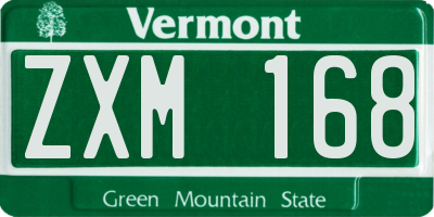 VT license plate ZXM168