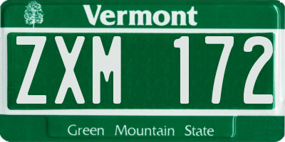 VT license plate ZXM172