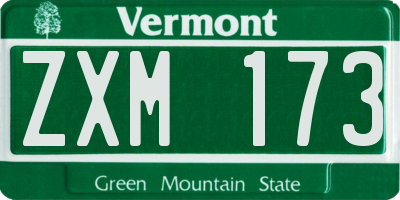 VT license plate ZXM173